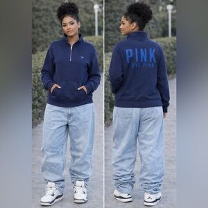 💙🩵 Retired Victoria’s Secret “PINK” Half- Zip Logo Pullover 🩵💙